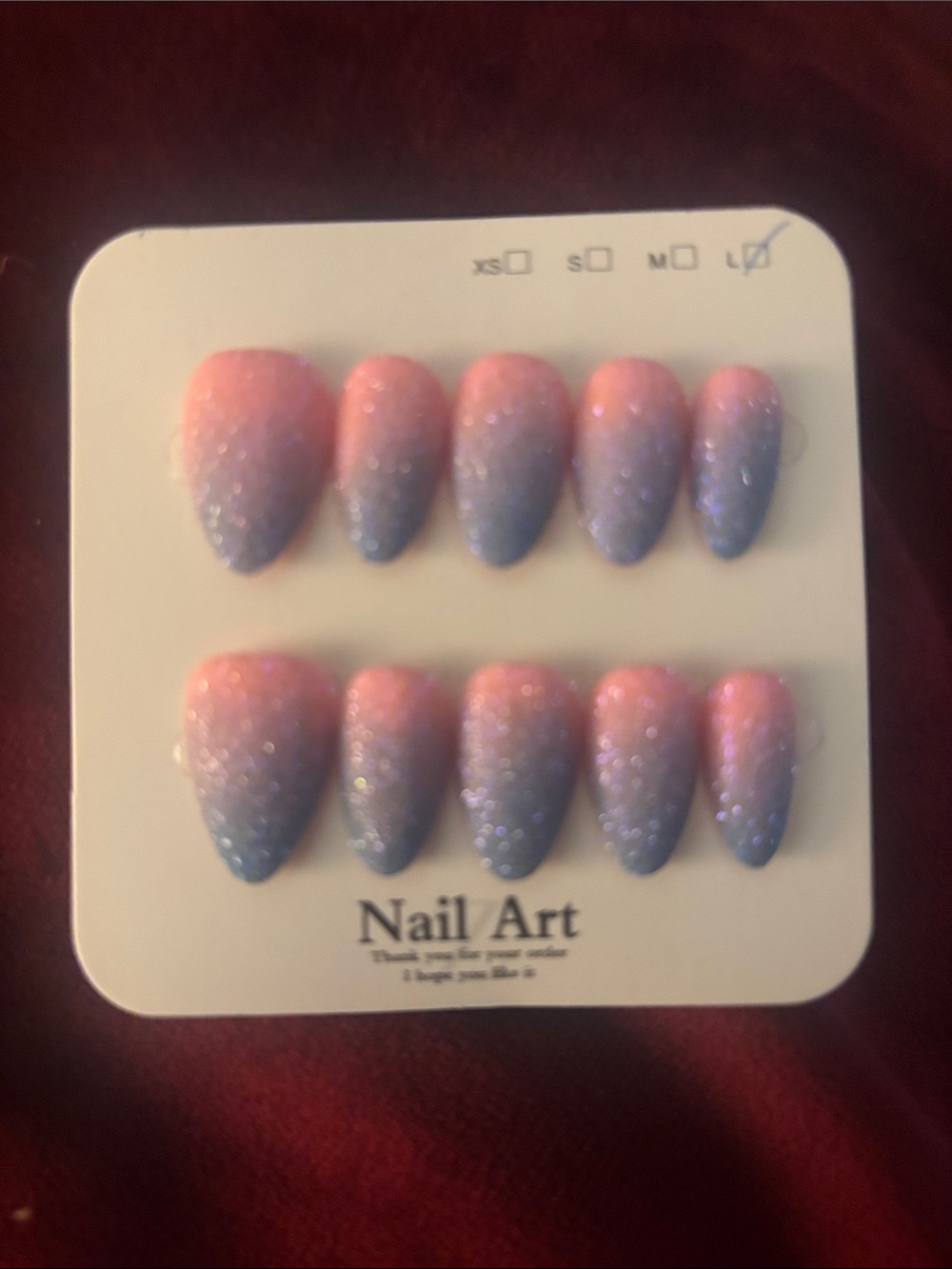 Ombre Pink to Lavender Glitter Press-On Nails